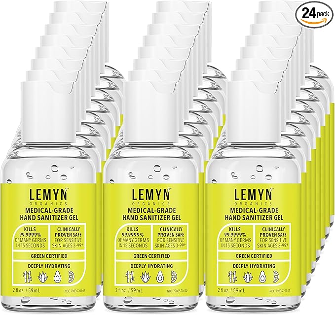 Medical Grade Hand Sanitizer Gel - 97% ORGANIC - 2 FL.OZ. (PACK OF 24)