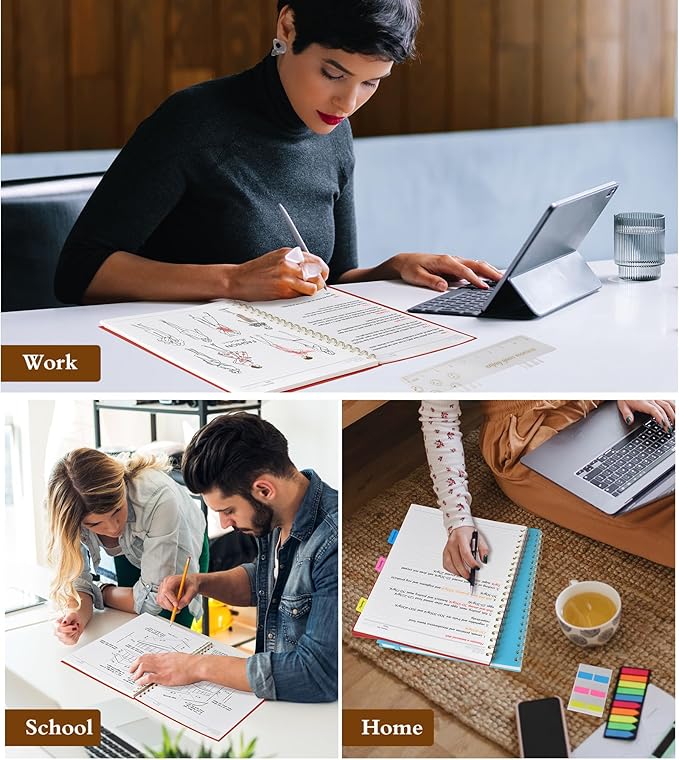 Spiral Notebook Journal 8.5” x 11”, A4 Large Notebooks for Women Men, College Ruled Lined Journal, 100 GSM Paper, Hardcover Spiral Bound Journals for Work School Writing Note Taking Business, Red