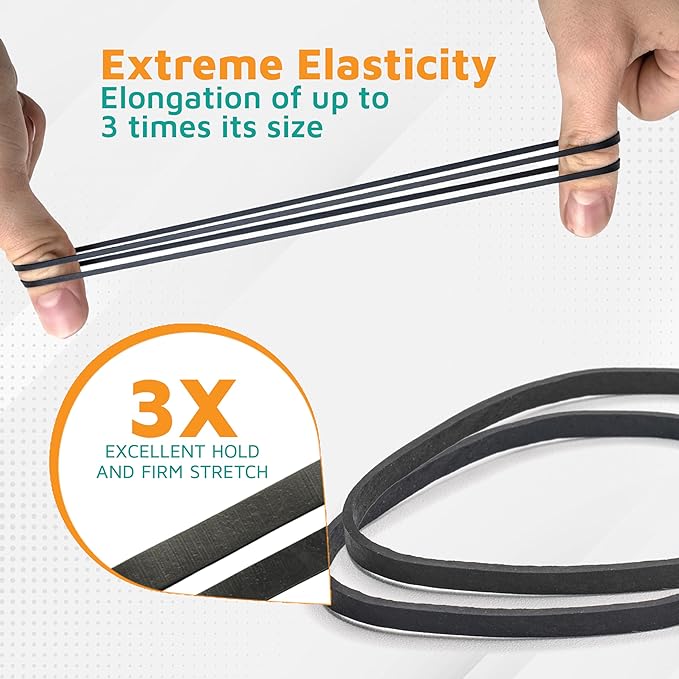 PlasticMill Black Rubber Bands Size 33 (3 1/2" x 1/8") - #33 Rubber Bands Office Supplies - Strong, Elastic Bands for Crafts, Balloon Garland, Cash, File Folders (500-Pack)