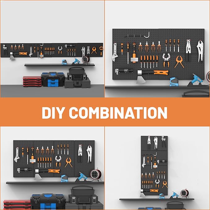 Ultrawall 4 Pack Metal Peg Board Panels with Hooks, Pegboard Wall Tool Organizer for Garage, 84pcs Peg Board with Accessories, 24"X12"