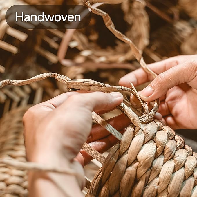 StorageWorks Small Pantry Baskets for Patato and Onion Storage, Wicker Baskets for Organizing with Built-in Handles, Water Hyacinth Pantry Organizers and Storage for Shelves, 2 Pack