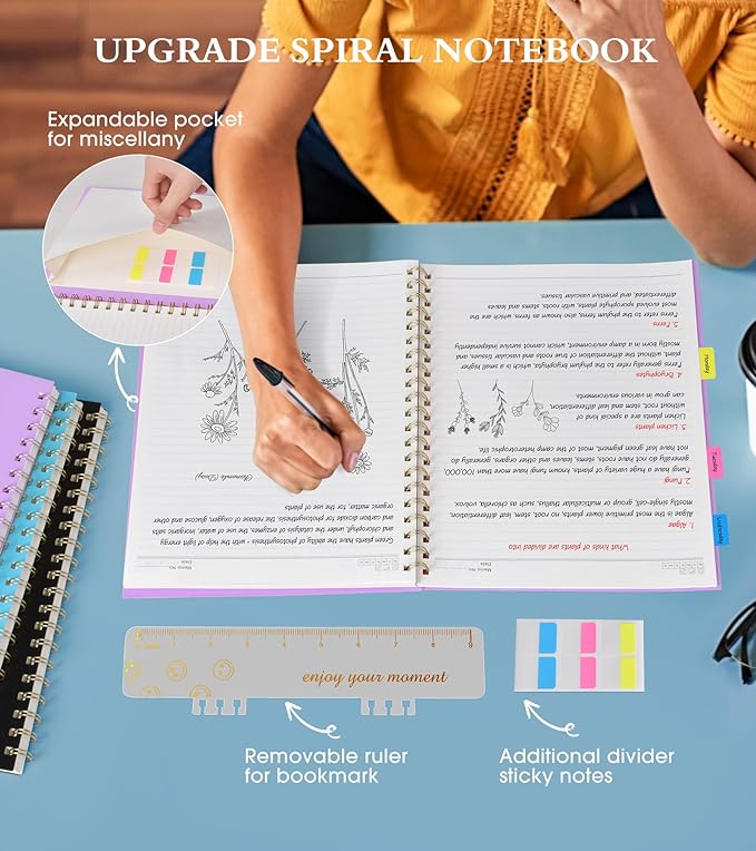 Spiral Notebook Journal 8.5” x 11”, A4 Large Notebooks for Women Men, College Ruled Lined Journal, 100 GSM Paper, Hardcover Spiral Bound Journals for Work School Writing Note Taking Business, Purple