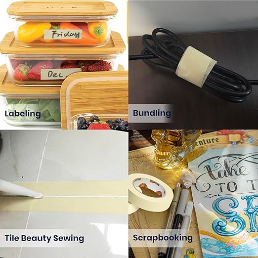 General Purpose Masking Tape 0.94 Inches x 60 Yards, Beige White Painters Tape for Painting, Labeling, DIY Arts Crafts, Home Office School Projects, 6 Rolls