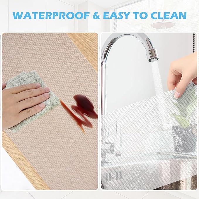 Drawer Liners, Waterproof Shelf Liner, Anti-Slip Non-Adhesive BPA Free Kitchen Cupboard Cabinet Liner Refridge Fridge Mats Sink Protector Strong Durable for Home (Clear/11.8in x 10Ft)