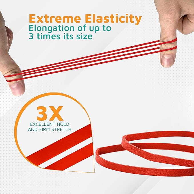 PlasticMill Red Rubber Bands Size 33 (3 1/2" x 1/8") - #33 Colored Rubber Bands Office Supplies - Strong, Elastic Bands for Crafts, Balloon Garland, Cash, File Folders (100-Pack)