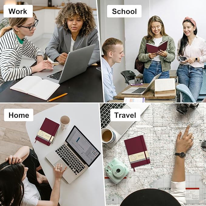 Comix Lined Journal Notebook for Women Men, Journaling Notebooks for Office School Home, Burgundy, 240 Pages, 5.5" x 8.3", College Ruled, A5, Hardcover
