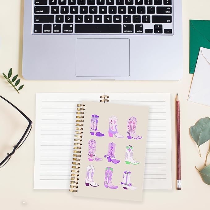 BearCake Purple Cowgirl Boot Notebook, Cowgirl Stuff, Cowgirl Gifts, Western Office Supplies, Western Stuff for Women, Boho Western Notebook Journal 5.5x8.3