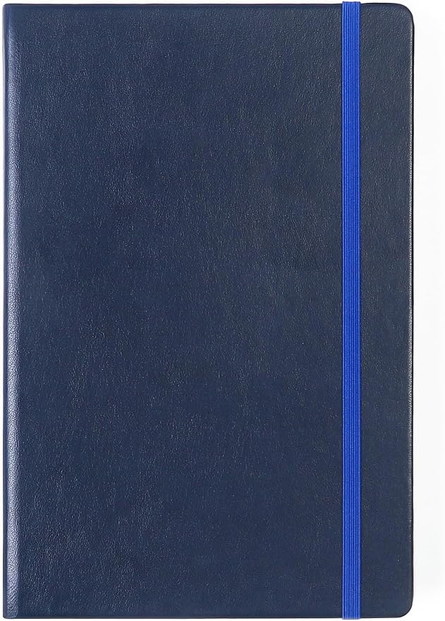 Lined Journal Notebook, A5,244 Pages, PU Leather Hardcover, 100gsm Thick Paper, Professional Notebook for Writing, Office & Work(Midnight Blue)