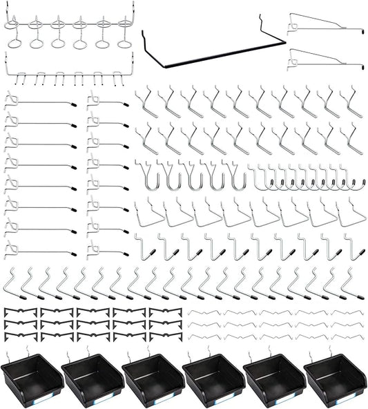 Pegboard Hooks, with Bins, Peg Locks, for Organizing Various Tools, 188 PCS, 80 of Which are Locks