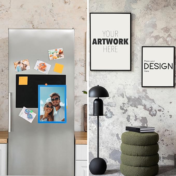 uxcell 2 Pcs Magnetic Sign Holder, 8.3" x 11.7" Self-Adhesive Magnetic Wall Signs Holder Magnetic Picture Frame Document Holder for Home Office Wall Window Displays, Sky Blue