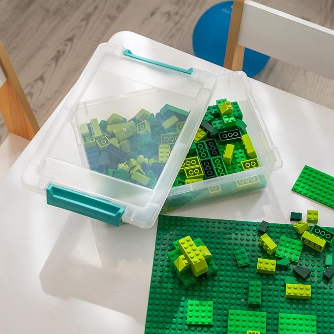 IRIS USA 2 Qt. Small Plastic Storage Bins with Lids, 6 Pack, Clip Box Containers for Craft Storage, Organizing Tote Sensory Bins for Home, Office & Art Supplies, Stackable, Clear