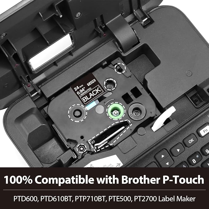 Label KINGDOM TZe-355 24mm Black Label Tape Replacement for Brother TZe355 1 Inch White on Black TZe Tape 0.94 Compatible with Brother P Touch 24mm Tape for PTD600 PTP710BT PTP700 PT2730, 3-Pack