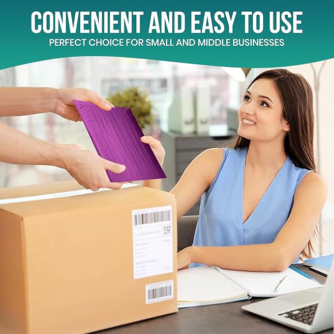 Levex - #0000 4" x 6" [10 Pack] Purple Poly Bubble Mailers, Padded Envelope Mailers, Packing Envelope & Mailing Bags for Shipping