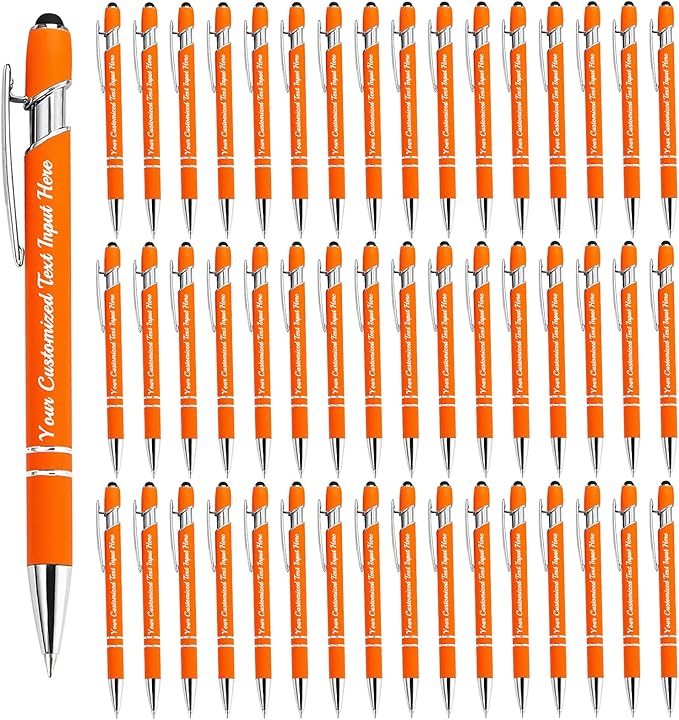 Personalized Ballpoint Pen 48pcs, Custom Pens Free Engraved Bulk with Name Logo, Soft Black Ink Stylus with Touch Metal Office, Gift for Anniversaries, Graduations, Birthdays