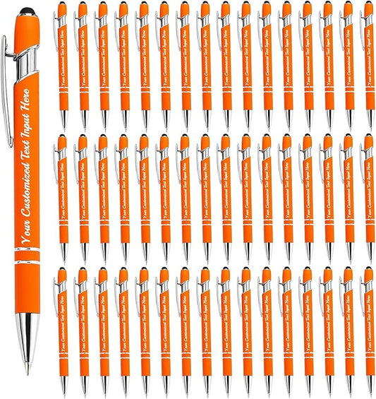 Personalized Ballpoint Pen 48pcs, Custom Pens Free Engraved Bulk with Name Logo, Soft Black Ink Stylus with Touch Metal Office, Gift for Anniversaries, Graduations, Birthdays