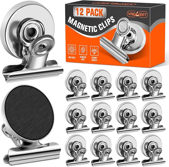 VNDUEEY 12 Pack Fridge Magnet Refrigerator Magnets, Strong Magnetic Clips, Magnet Clips for Whiteboard, Locker, Photo Displays, Kitchen, Office Organizing Decorating