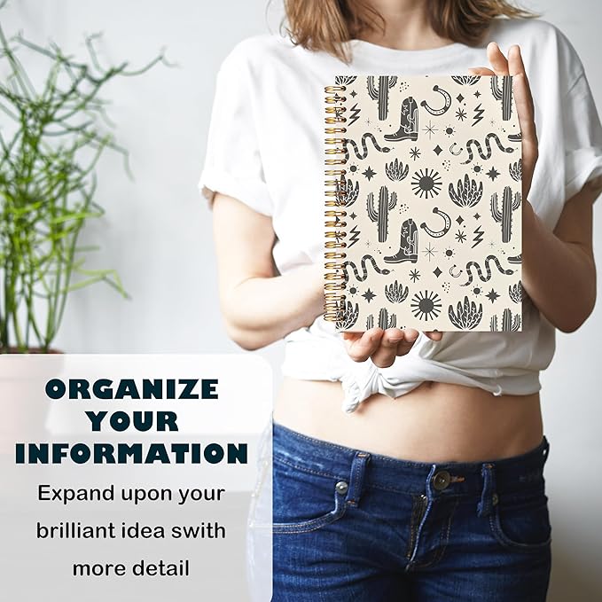 BearCake Western Cowgirl Cactus Notebook,Western Gifts for Women,Western Office Supplies, Western Stuff for Women,Cowgirl Stuff, 5.5x8.3