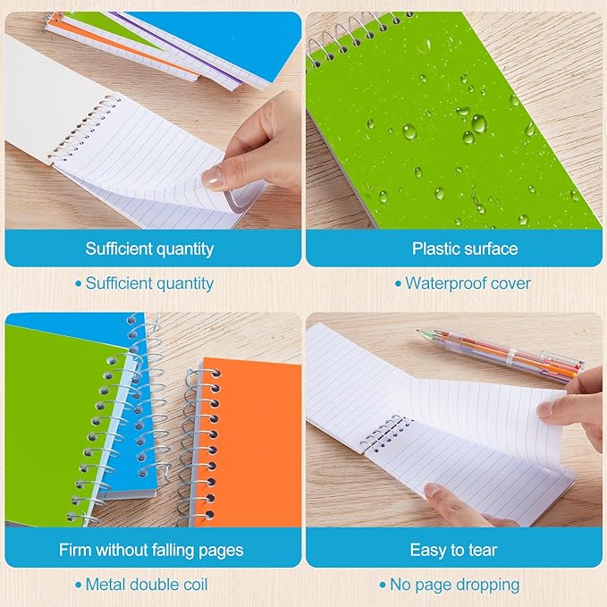 36 Pcs Small Pocket Notebooks 3 x 5 Inch Mini Memo Spiral Notepads Top Bound College Ruled Lined Note Pads for Back School Office Journaling Noting, 75 Sheets/Pad (Bright Color)