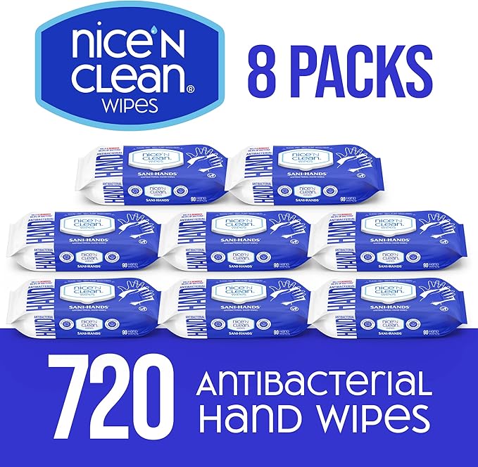 Nice 'N CLEAN Sensitive Skin Wet Hand Wipes 90ct (8-Pack) | Infused with Aloe | Hypoallergenic Wipes More Effective than Gel