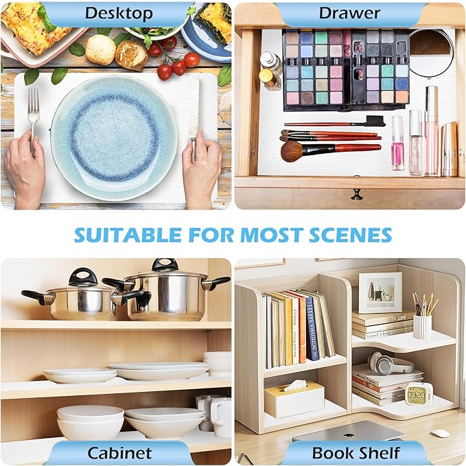 Drawer Liners, Waterproof Shelf Liner, Anti-Slip Non-Adhesive BPA Free Kitchen Cupboard Cabinet Liner Refridge Fridge Mats Sink Protector Strong Durable for Home (White/11.8in x 10Ft)