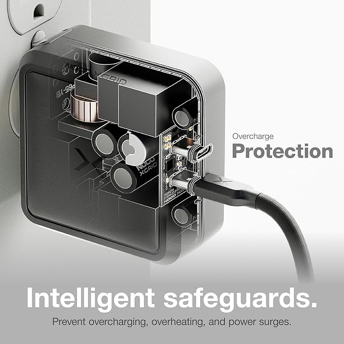 NOCO XGrid X100: 100W USB-C Charger – Dual Port GaN Power Adapter with PD 3.0, QC 4.0+, and PPS – Fast Charging with Smart Power Distribution – Foldable Wall Plug, UL Listed