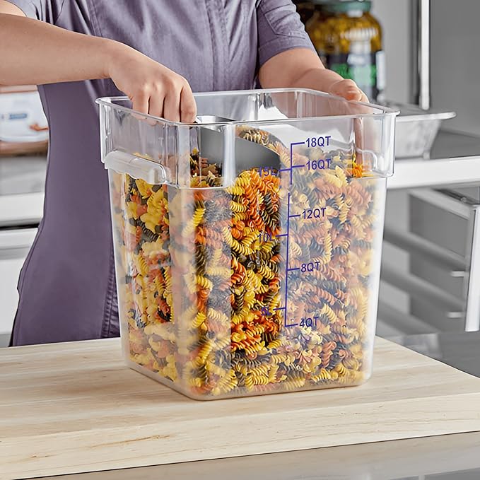 4 Pack Food Storage Containers, 18 Quart Square Commercial Food Containers with Lids, NSF, Polycarbonate, Clear
