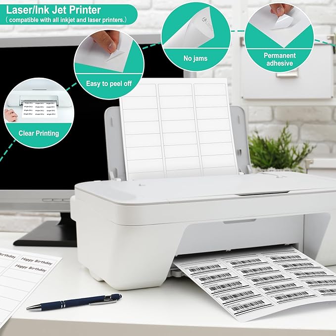 L LIKED Printable Address Labels, 1" x 2-5/8", 900 Labels, 30 per Sheet, Label Stickers for Envelopes (30 Sheets)