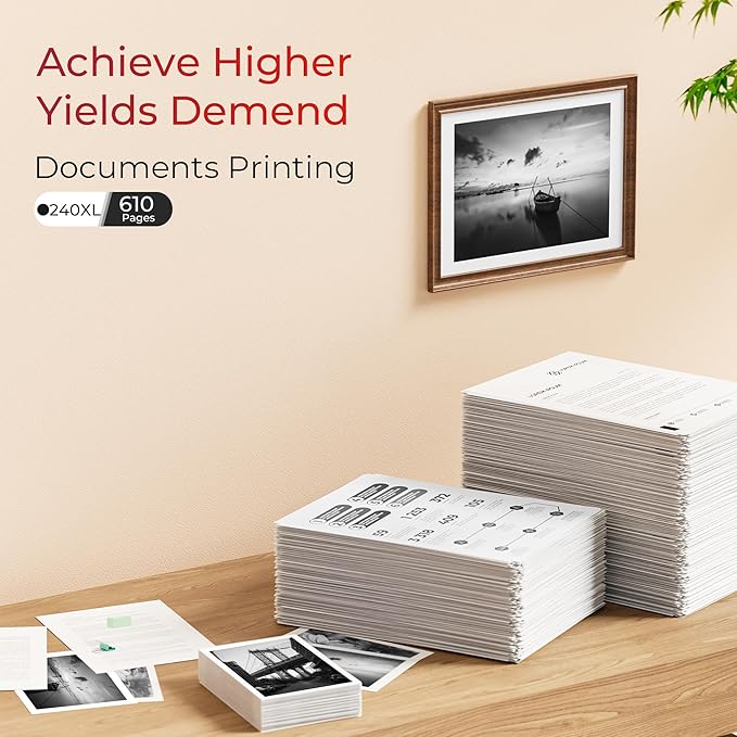 ejet 240XL PG-240 Black Ink Cartridge Remanufactured Replacement for Canon 240XL Black Ink Cartridge PG-240 XL for Canon Pixma MG3620 TS5120 MG2120 MG3520 MX452 MX512 MX532 MX472 Printer (2-Black)