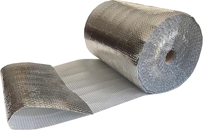 USA Reflective Bubble Insulation Roll, 24" Width x 125' Length, One- Sided Bubble Foil Insulation Roll Thermal Barrier, Window Insulation For Summer & Winter, Radiant Barrier Wrap