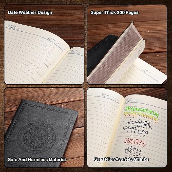 2025 Leather Vintage Journal Notebook,300 Pages,Leather Softcover Lined Journal Notebooks for Women Men,Notebook Journals for Writing Travel,Business,Office,8.5'' X 11.3''