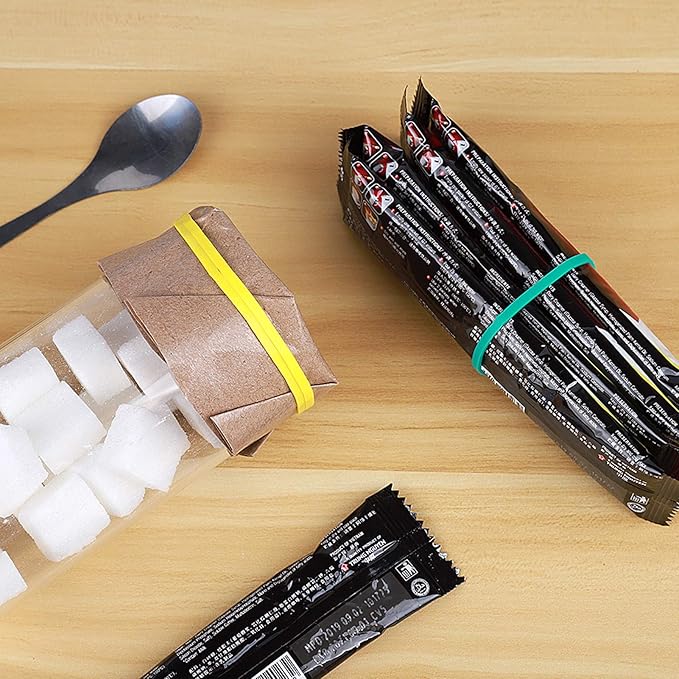 Rubber Bands, Matfamily Size 33 (3 1/2" x 1/8'') Colorful Natural Rubber Band, 33 Heavy Duty Elastic Office Supplies Rubber Bands for Office Files Bank Paper Bills Money or School (1/4 Pound Bag)