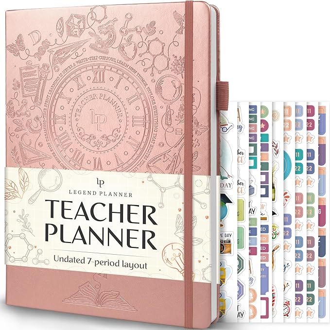 Legend Teacher Planner – Undated Lesson Plan Book for Teachers with Weekly & Monthly Calendars - Classroom Organization & School Year Planner – 8.5”x11.5” Hardcover (Rose Gold Debossed)