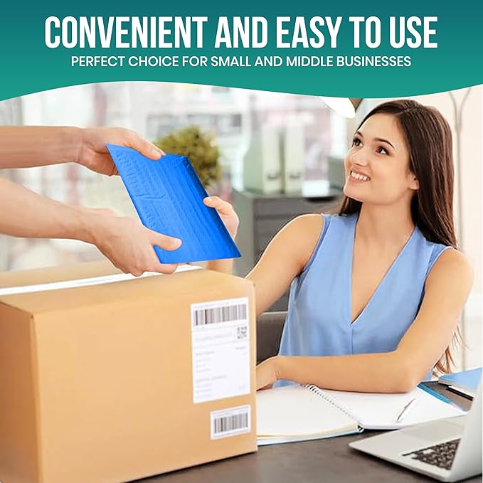 Levex - #000 4" x 8" [5 Pack] Blue Poly Bubble Mailers, Padded Envelope Mailers, Packing Envelope & Mailing Bags for Shipping
