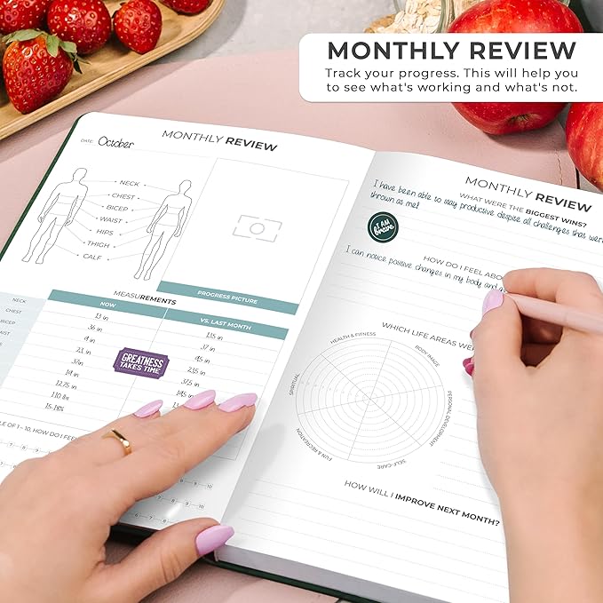 Clever Fox Weekly Meal Planner - Weekly & Daily Meal Prep Journal with Shopping and Grocery Lists for Menu Planning, Healthy Diet & Weight Loss Tracking, Lasts 1 Year, Undated, A5 - Forest Green