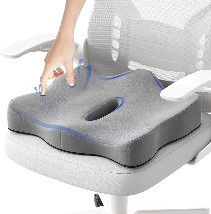 Seat Cushions for Office Chairs - Pressure Relief Seat Cushion - Car Seat Cushions for Pressure Relief, Tailbone Pain, Sciatica & Back Pain Relief for Office Chairs (Grey)