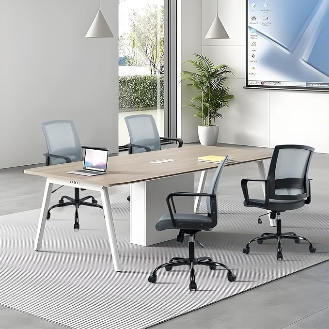 CLATINA Ergonomic Office Desk Chair - Mesh Office Chair with Adjustable Lumbar Support, Rolling Comfortable Computer Task Chairs with Arms for Home Conference-Gray, 8 Pack