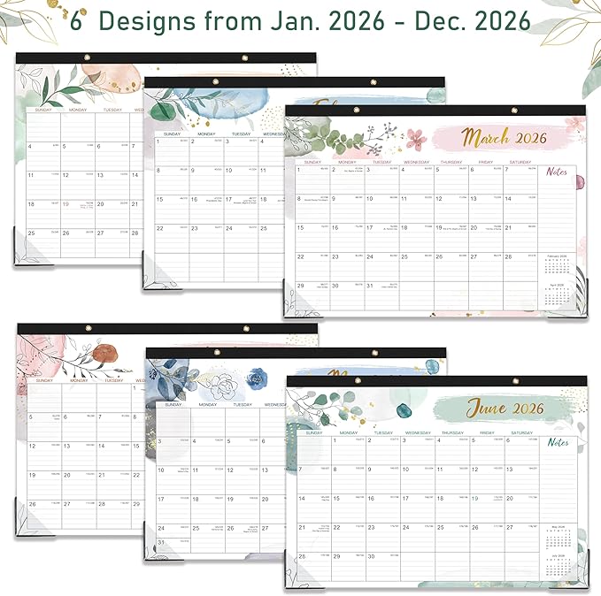 2026 Desk Calendar - Desk Calendar 2026, Jan 2026 - Dec 2026, 12 Monthly Desk/Wall Calendar Large 17" x 12", Large Ruled Blocks, Notes, Thick Paper