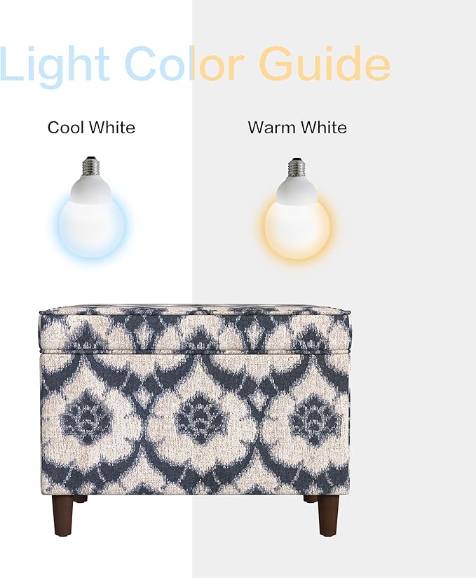 Home Decor | Dinah Collection Modern Storage Ottoman | Ottoman with Storage for Living Room & Bedroom(Blue Medallion Print)