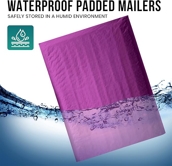 Levex - #0 6" x 10" [10 Pack] Purple Poly Bubble Mailers, Padded Envelope Mailers, Packing Envelope & Mailing Bags for Shipping