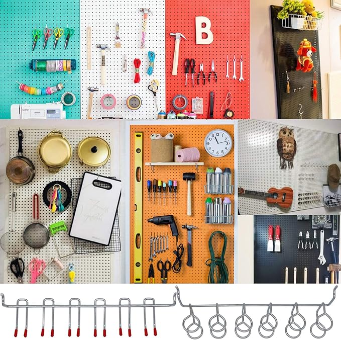 114 pcs Pegboard Hooks Assortment with Metal Hooks Sets, Pegboard Bins, Peg Locks for Organizing Storage System Tools
