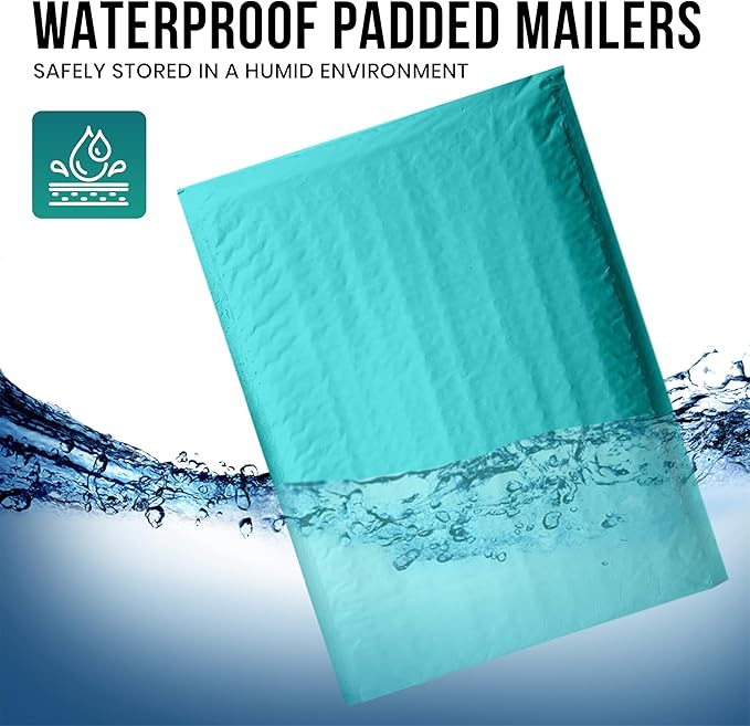Levex - #0 6" x 10" [10 Pack] Teal Poly Bubble Mailers, Padded Envelope Mailers, Packing Envelope & Mailing Bags for Shipping