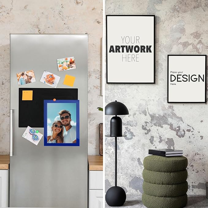 uxcell 5 Pcs Magnetic Sign Holder, 5" x 7" Self-Adhesive Magnetic Wall Signs Holder Magnetic Picture Frame Document Holder for Home Office Wall Window Displays, Dark Blue