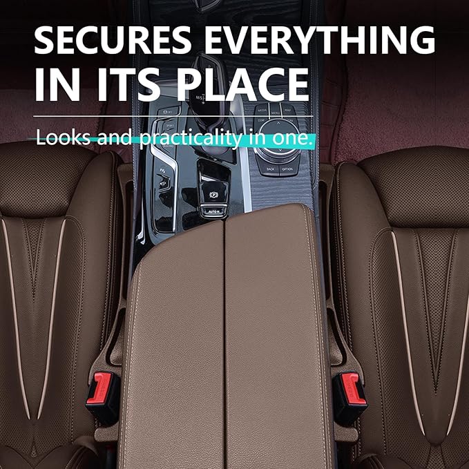 Seat Gap Fillers with Seat Belt Holes,No Drop Seat Guard for Cars,Car Side Seat Gap Filler Organizer 2 Pack (Brown)