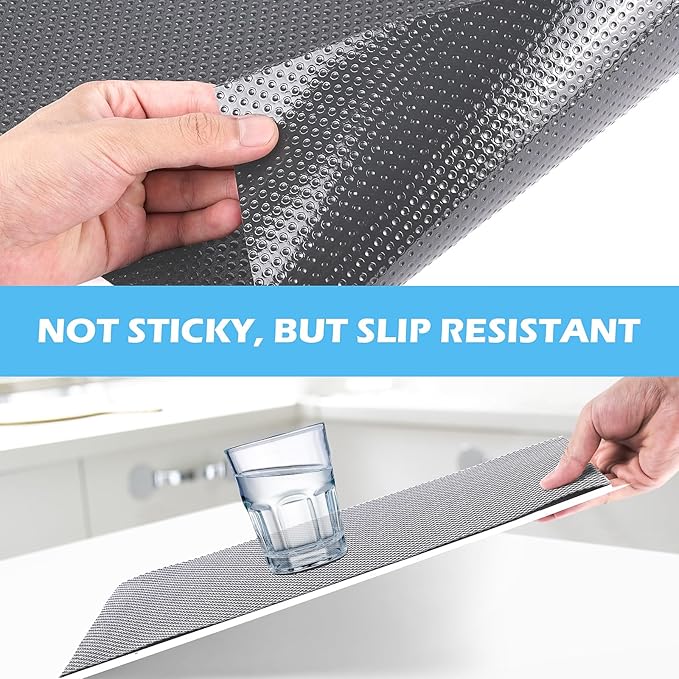 Drawer Liners, Waterproof Shelf Liner, Anti-Slip Non-Adhesive BPA Free Kitchen Cupboard Cabinet Liner Refridge Fridge Mats Sink Protector Strong Durable for Home (Grey/23.6in x 20Ft)