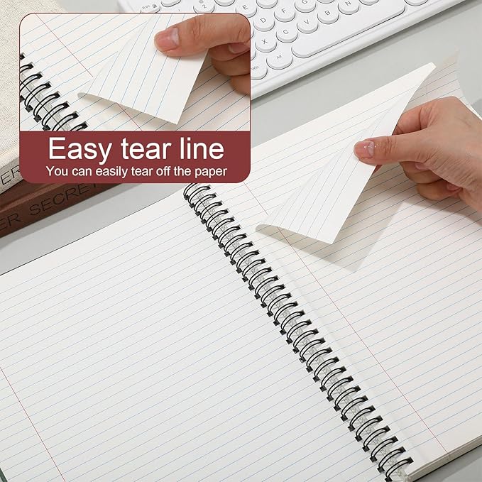 Glenmal 6 Pcs Spiral Notebook for Work A4 8.5 x 11'' College Ruled Spiral Journal Notebook Kraft Cover Ruled Paper, 120 Sheets 240 Pages for Office Study Supplies (Business Colors)