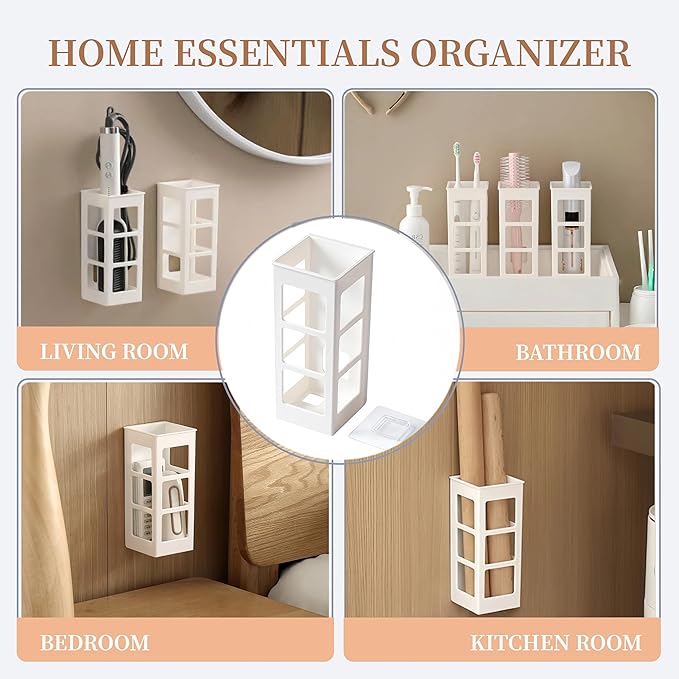 2 Set Hair Tool Organizer Wall Mount, Hanging Bathroom Hair Tool Organizer for Curling Iron, Flat Iron, Straightener and Hair Dryer Bathroom Storage and Organizer