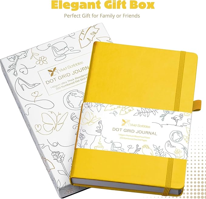 Dotted Journal – 140gsm Bleed Proof Thick White Paper – 200 Numbered Dot Grid Pages – 5.8 x 8.3 inch Bullet Dotted Notebook