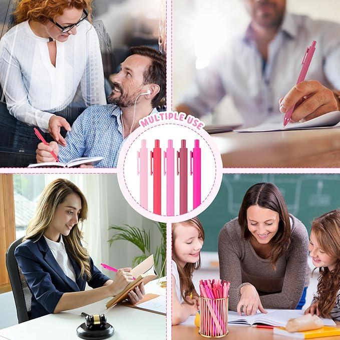 50 Pcs Ballpoint Pens Bulk Retractable Writing 1. 0 mm Black Ink Cute Pens Smooth Writing Color Fancy Gift for Teacher Student Employee Office School Home Baby Shower Supplies (Pink Series)