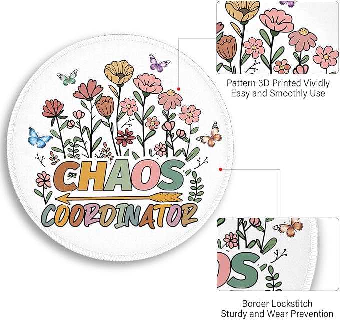 Chaos Coordinator Office Work Mouse Pad, Small Round Mouse Pads for Desk, Mini Travel Mousepad for Wireless Computer Laptop, Desk Accessories, 8.6 x 8.6 inch