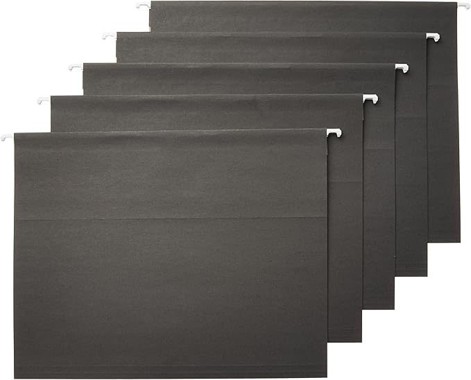 Amazon Basics Hanging File Folders, Letter Size, 8.5x11 inches, Black, 25-Pack